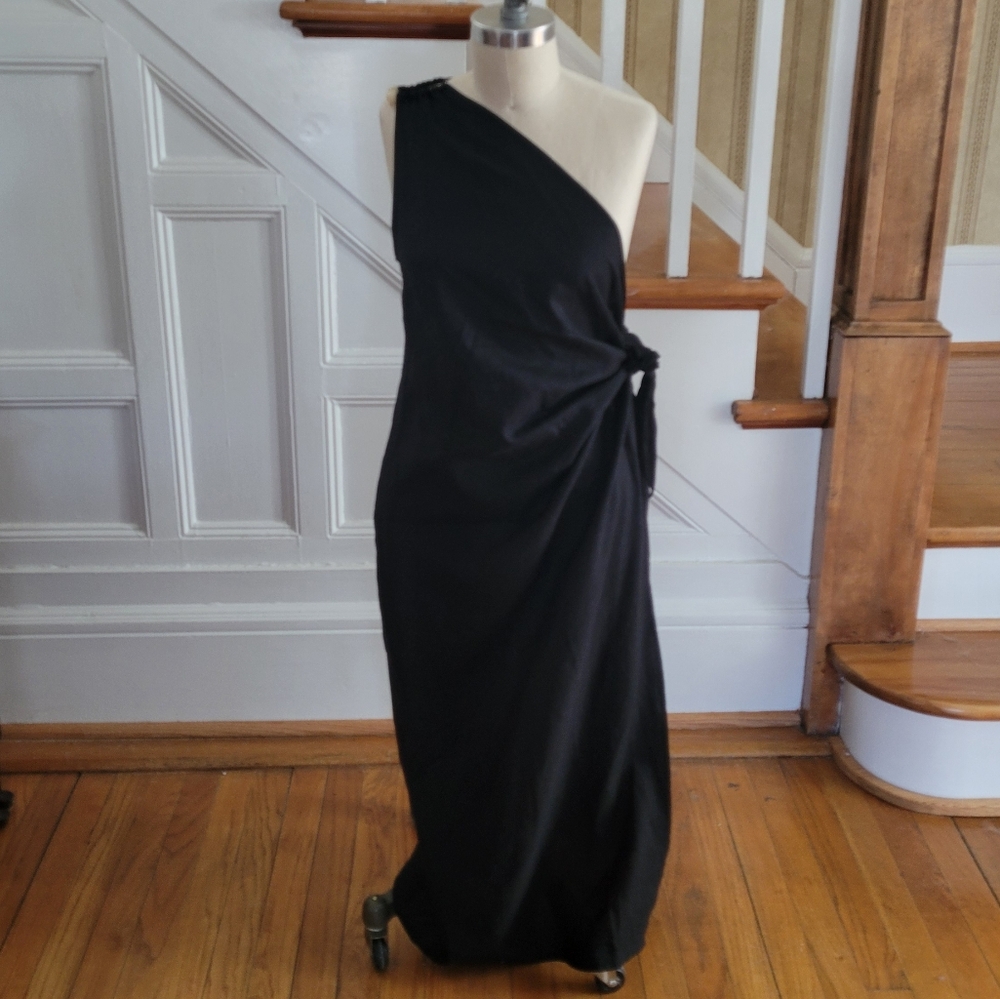 NWT ZARA Wrap Black Swim Cover Up Dress Size M/L